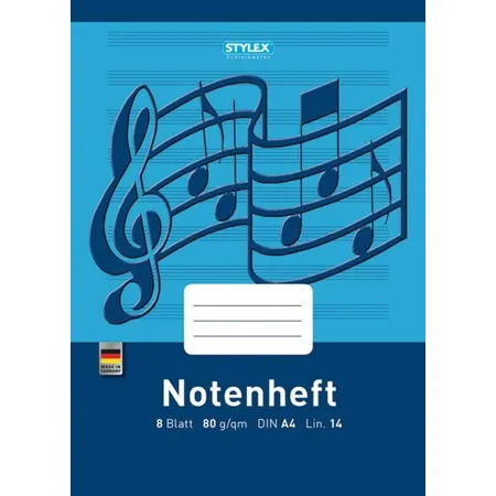 Stylex Notenhefte mit jeweils 8 Blatt, DIN A4, Lineatur 14, 10 Stück