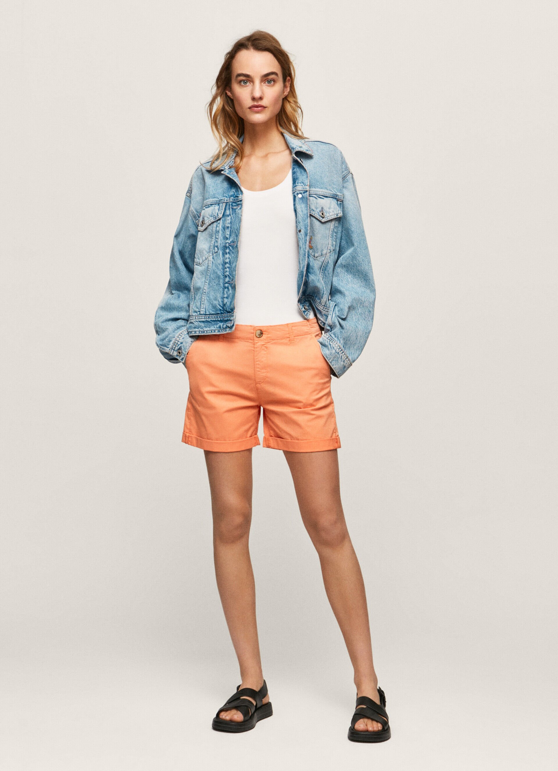 Shorts chino de corte regular - pêssego e laranja