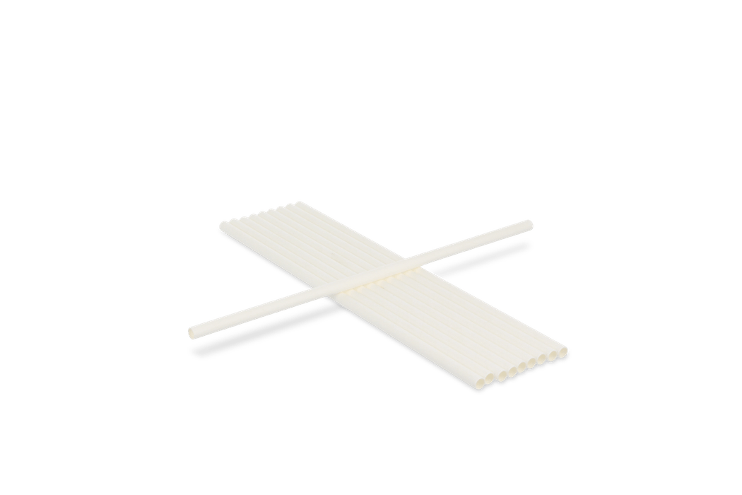 Papieren rietjes wit 200x6mm BIO