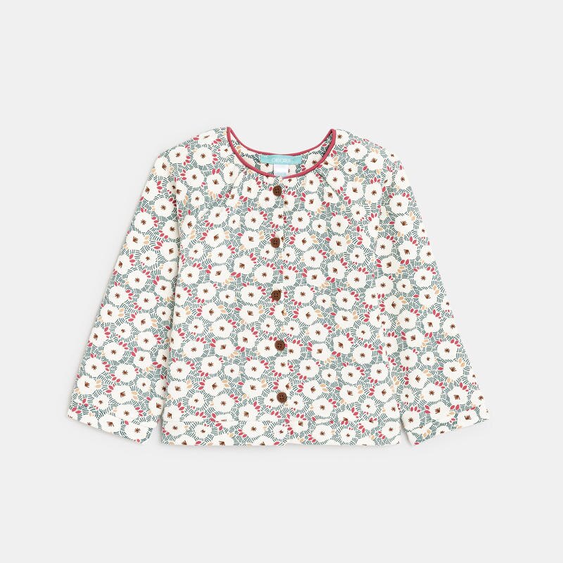 Gilet en molleton fleuri vert bébé fille Vert