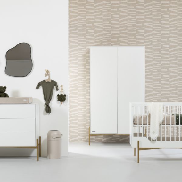 Kidsmill Boutique Babykamer Wit / Brass | Bed 60 x 120 cm   Commode