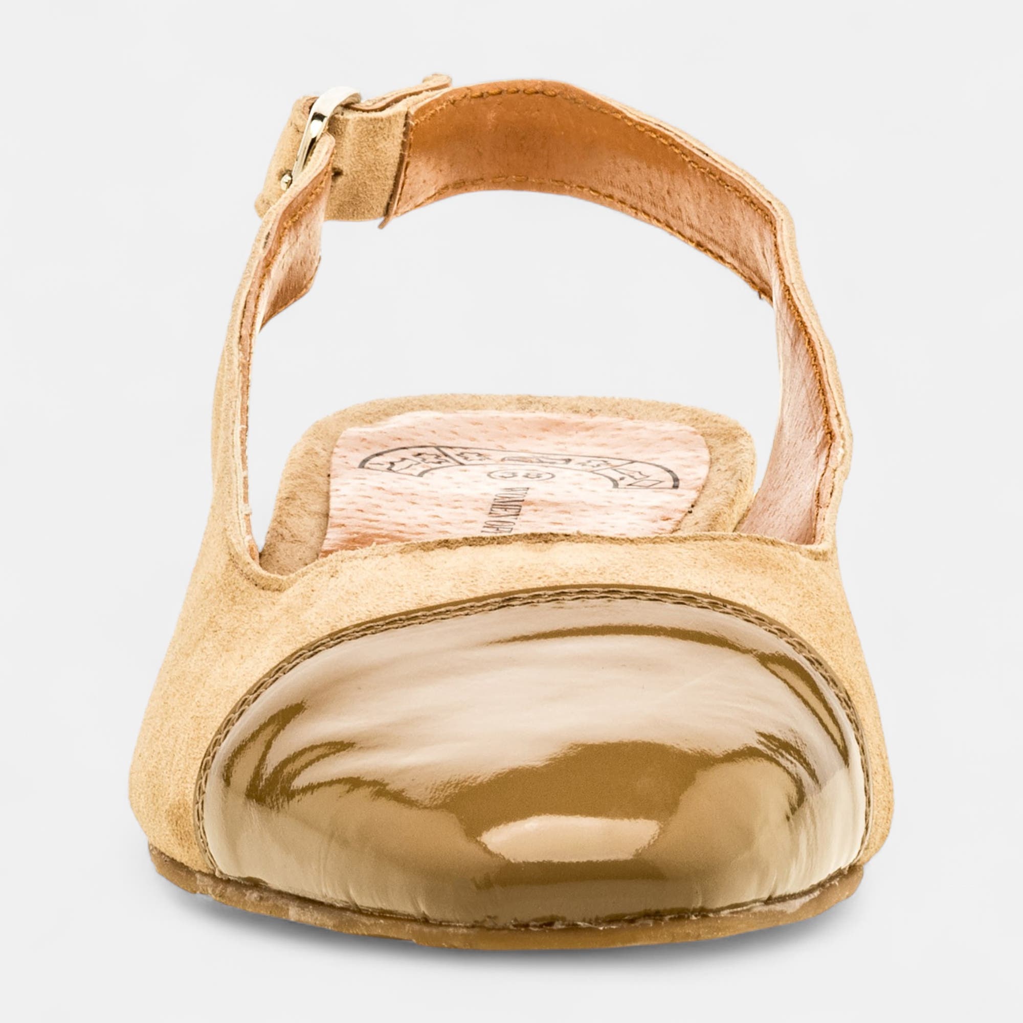 Escarpins avec bride arrière Femme en cuir beige