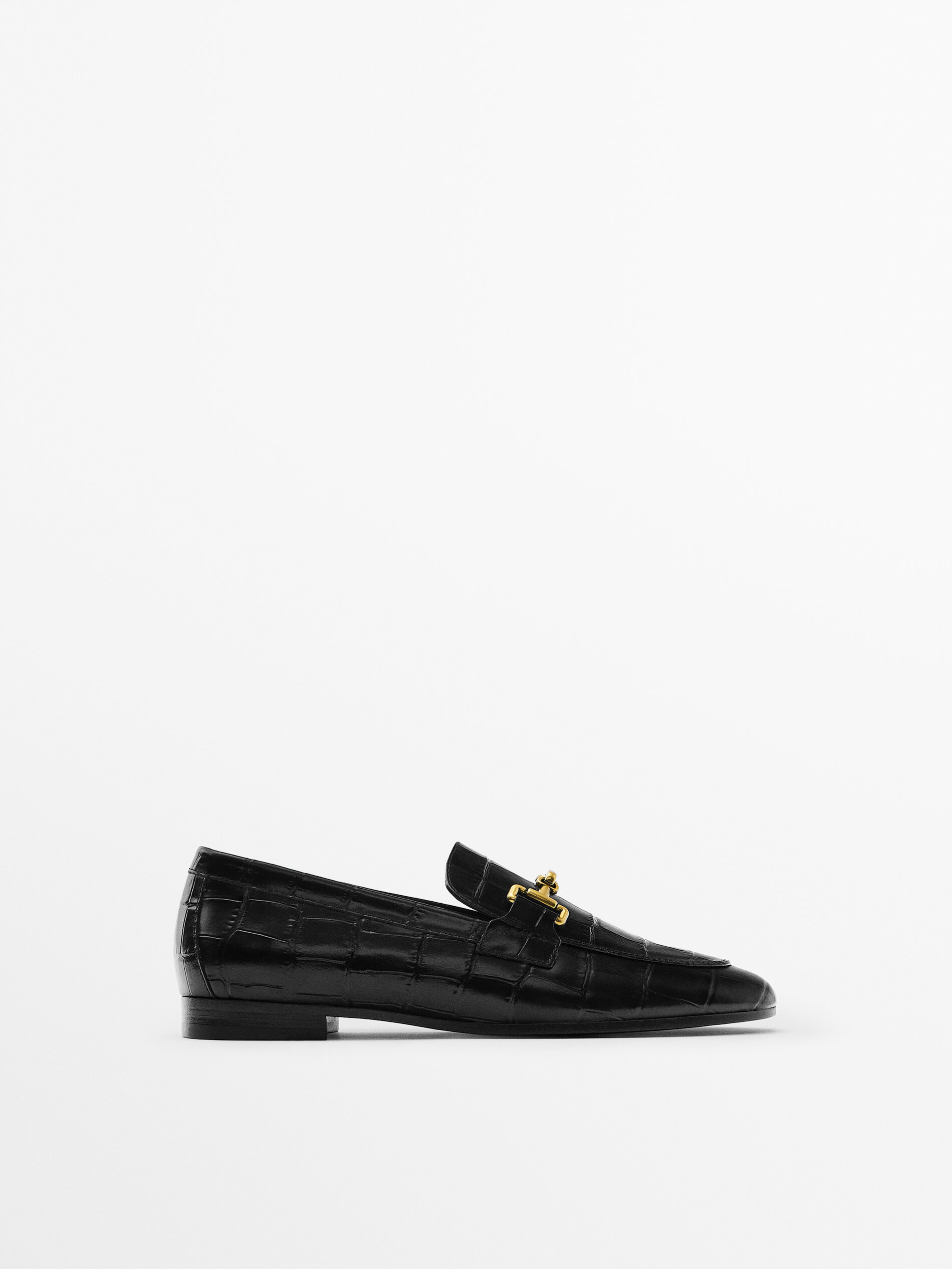 Mocassim em couro metalizado - PRETO