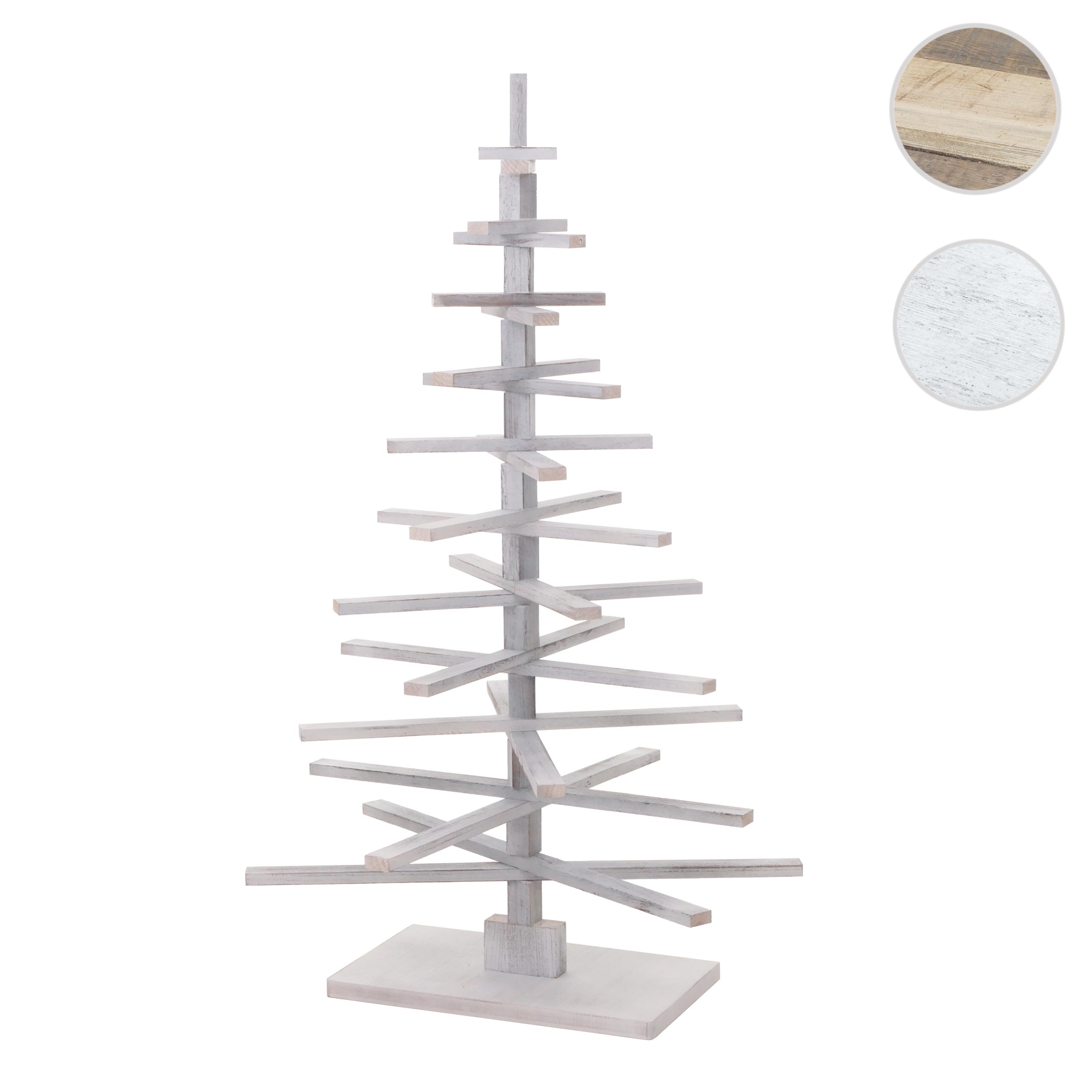 Deko-Weihnachtsbaum MCW-H77, 3D-Christbaum Weihnachtsdekoration, Shabby-Look Tannenholz verstellbar 130x82x82cm ~ weiß