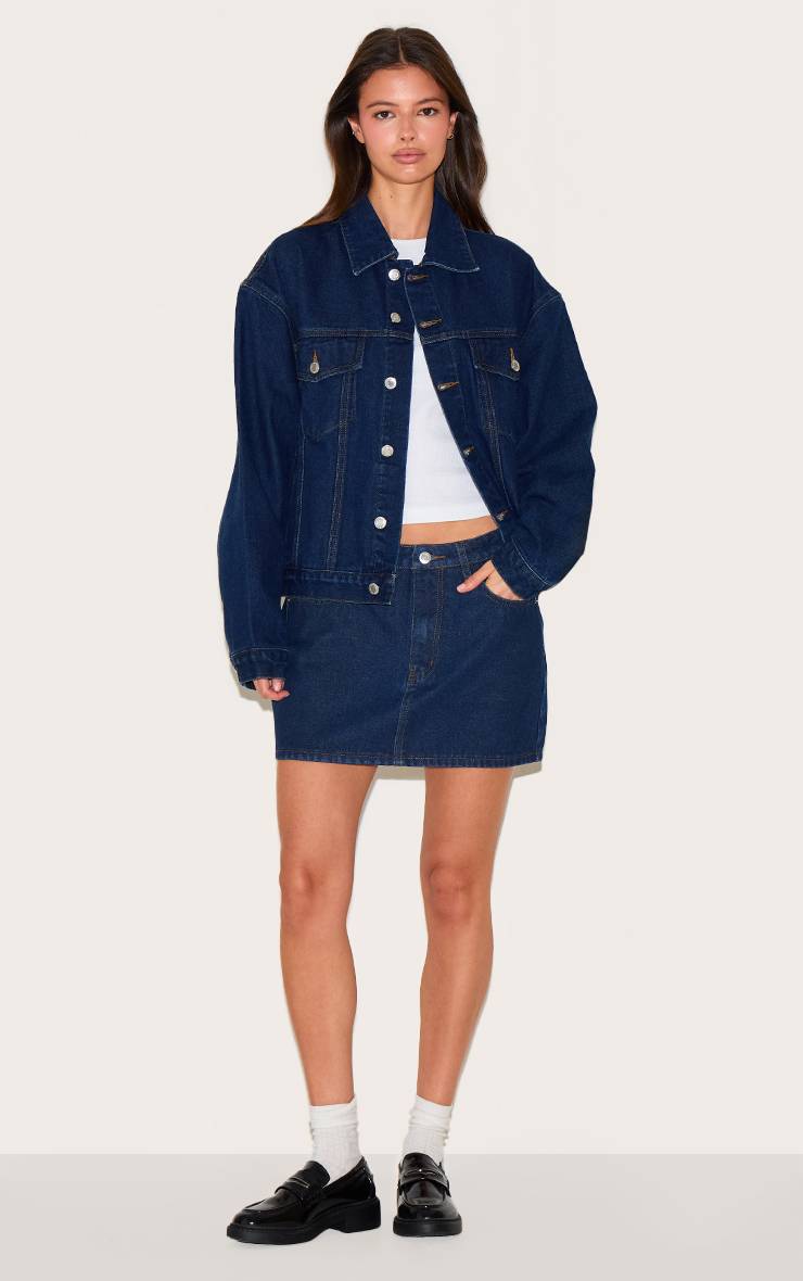 Bleu Indigo Mini-jupe En Denim Rigide