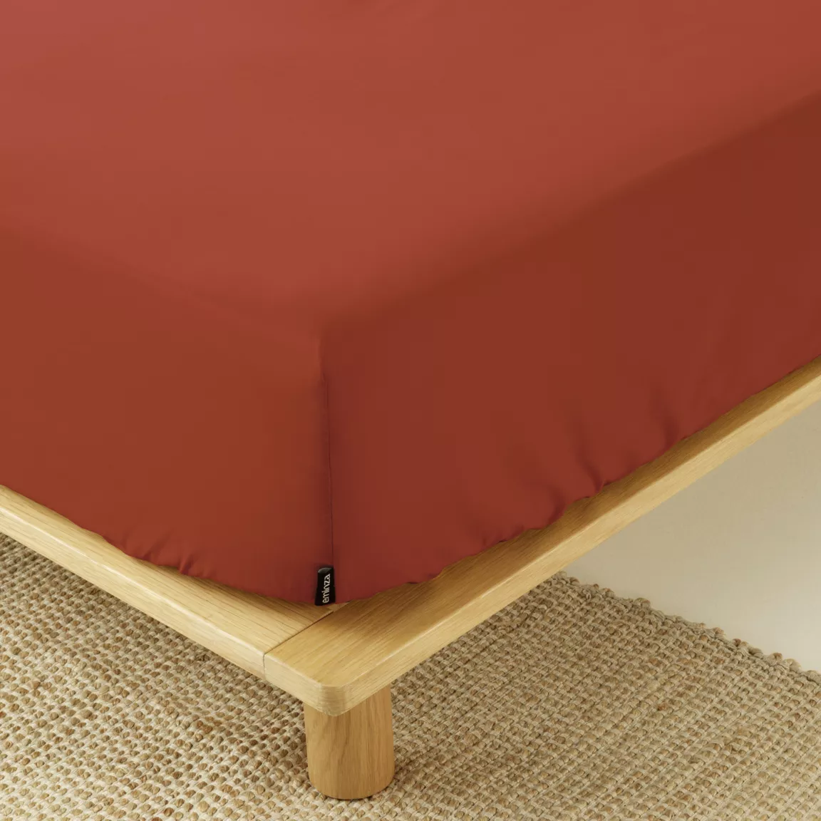 Drap housse percale de coton (180 x 200 cm) Cali Terracotta