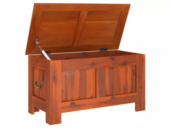Coffre de rangement avec couvercle marron bois massif d'acacia
