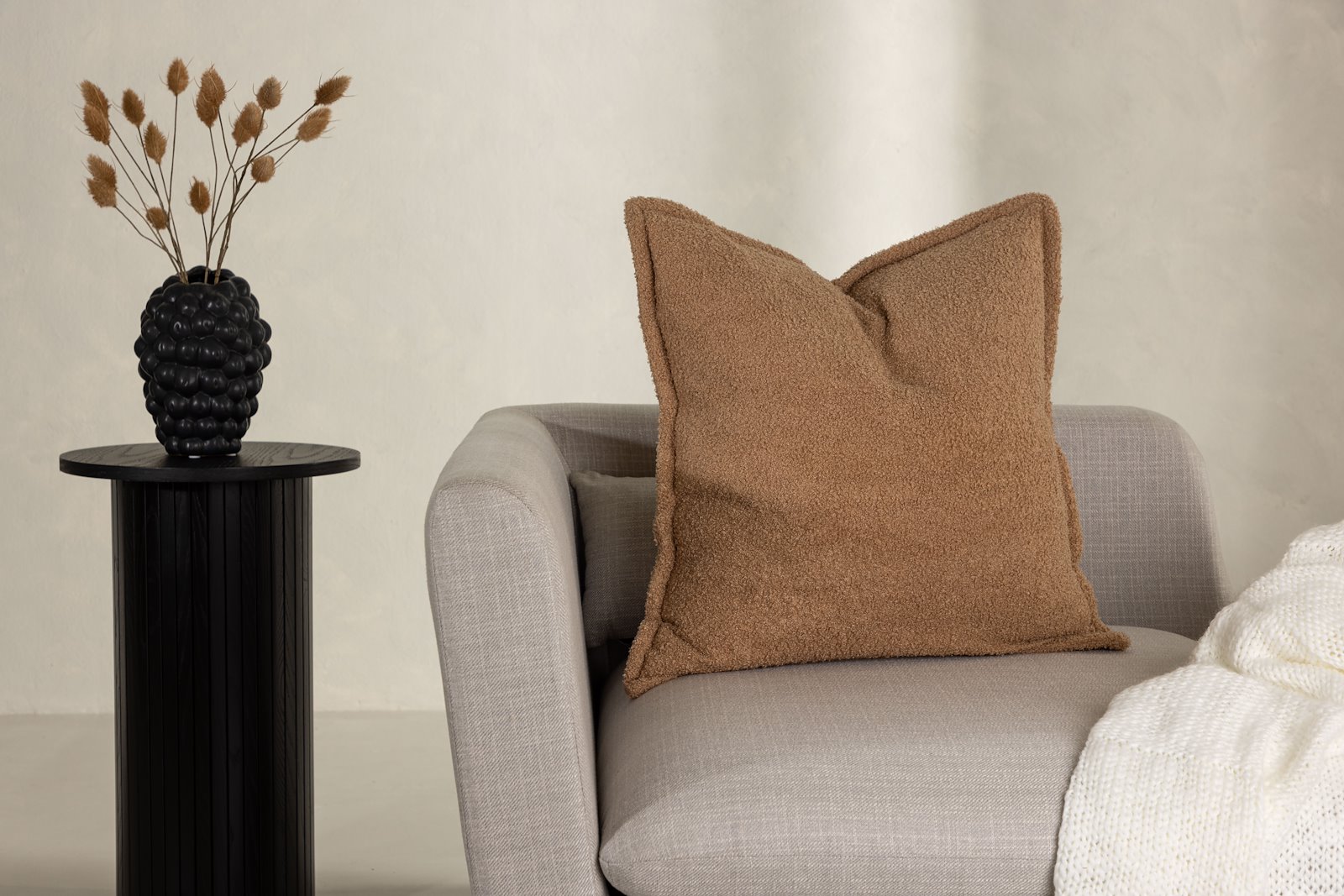Tuva putetrekk 60x60cm, beige teddystoff