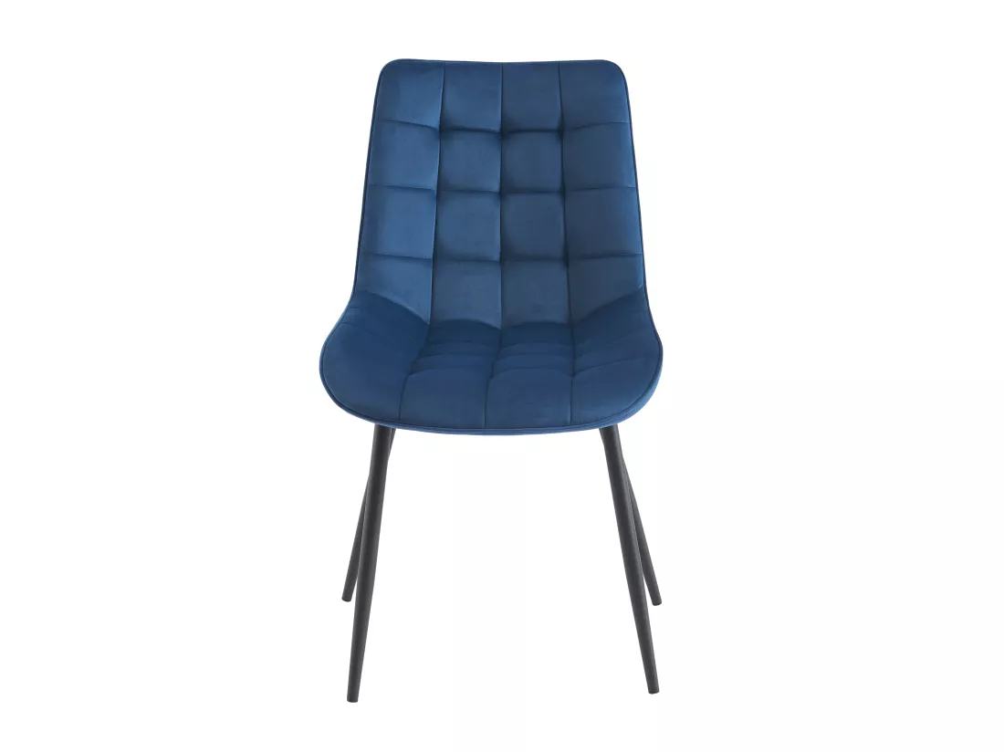 Lot de 2 chaises matelassées - Velours et métal noir - Bleu nuit - OLLUA