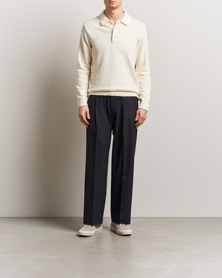 NN07 Randy Knitted Long Sleeve Polo Ecru