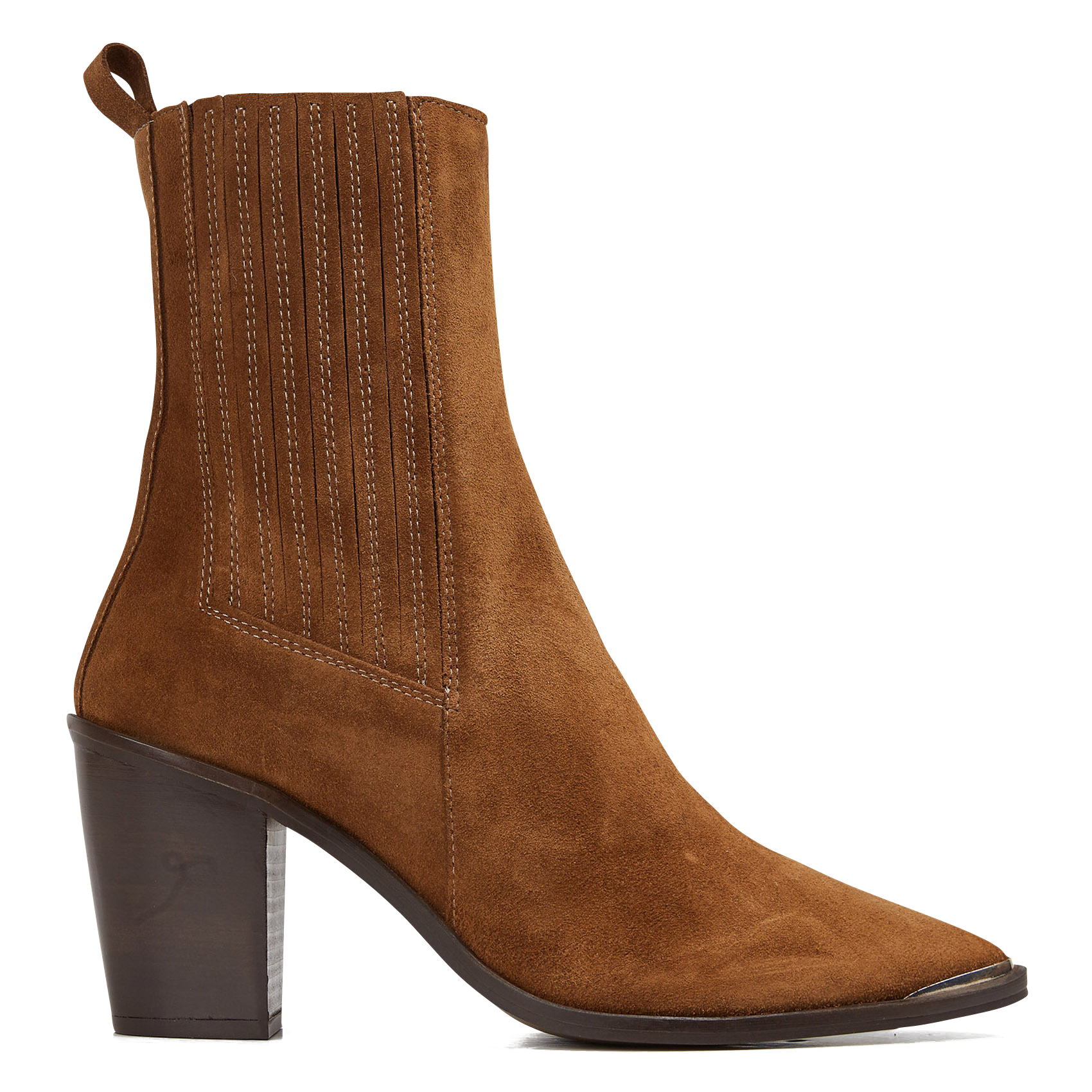 BASAMA - Bottines western talons hauts bout pointu en cuir | Marron