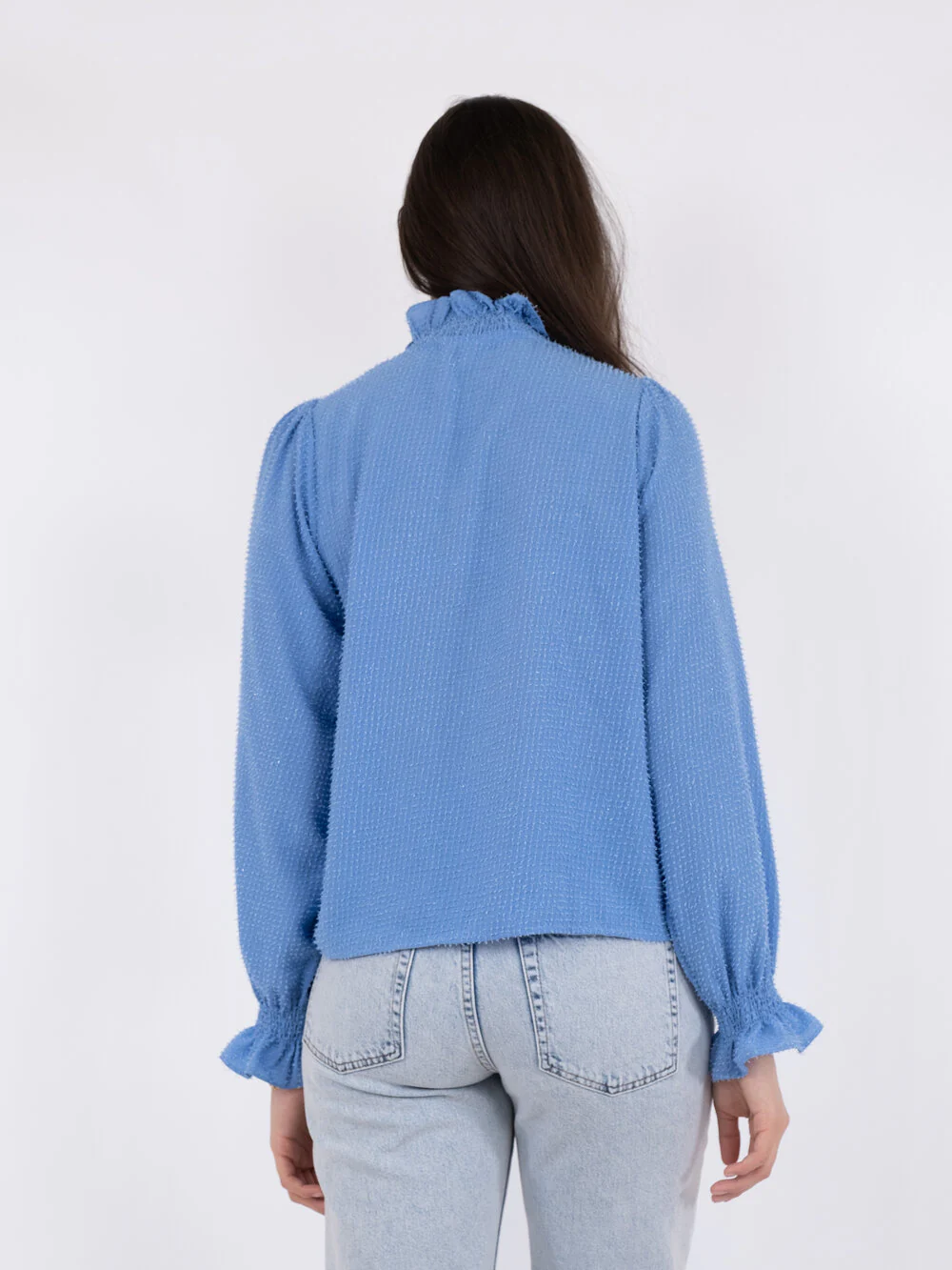 Neo Noir  Brielle Glitter bluse - Dusty Blue
