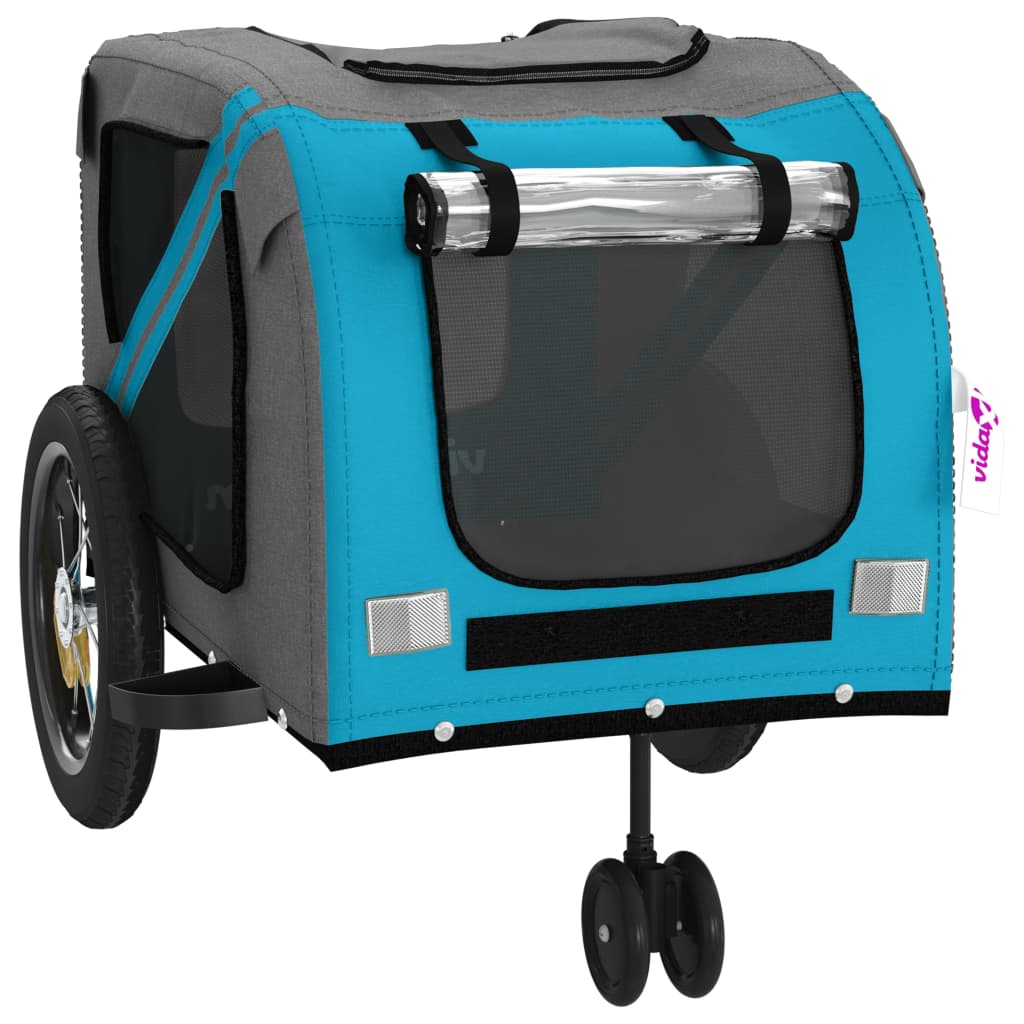 vidaXL Reboque para Bicicleta para Animais de Estimação em Tecido Oxford Azul e Preto