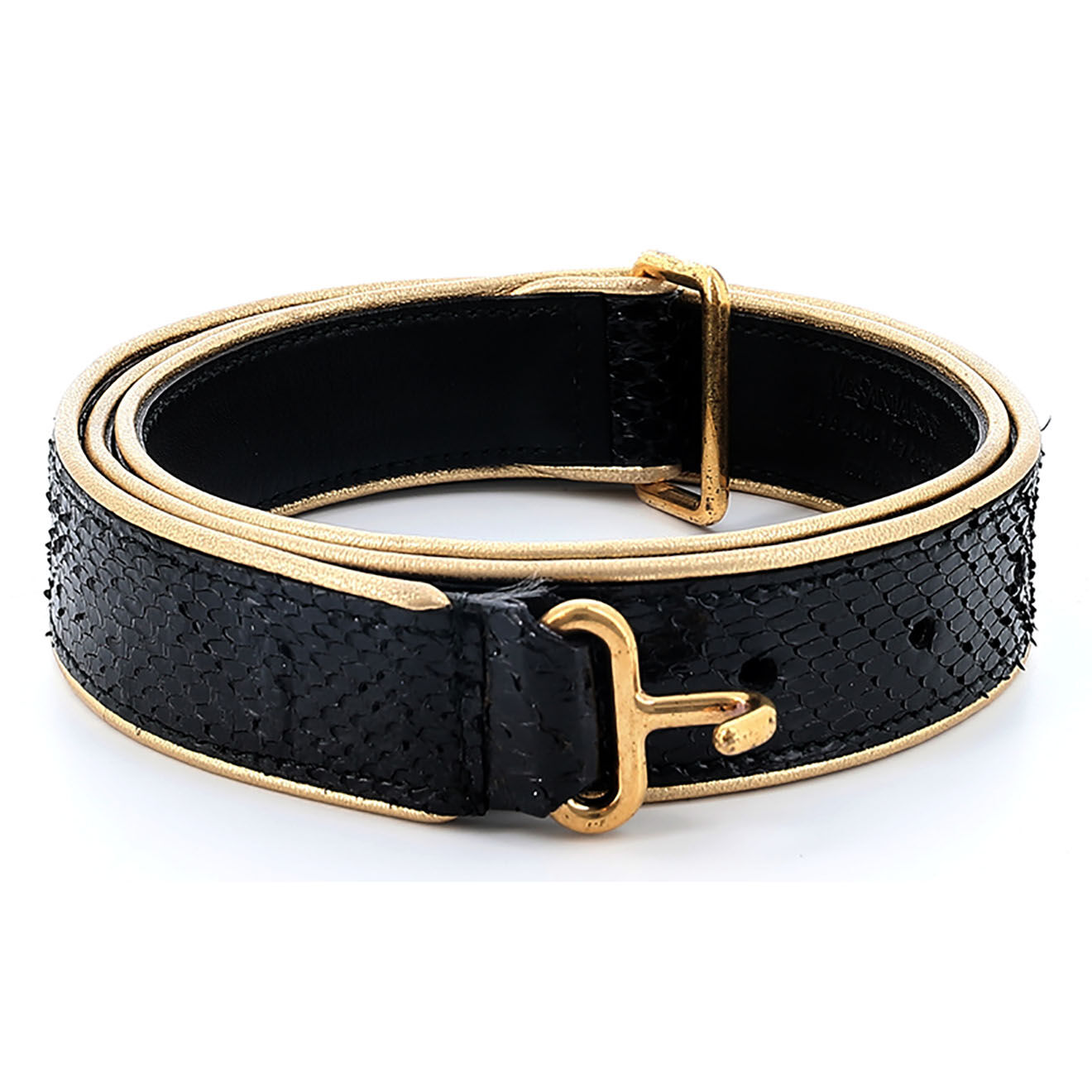 Saint Laurent Ceinture Vintage en Python noire - Très bon état
