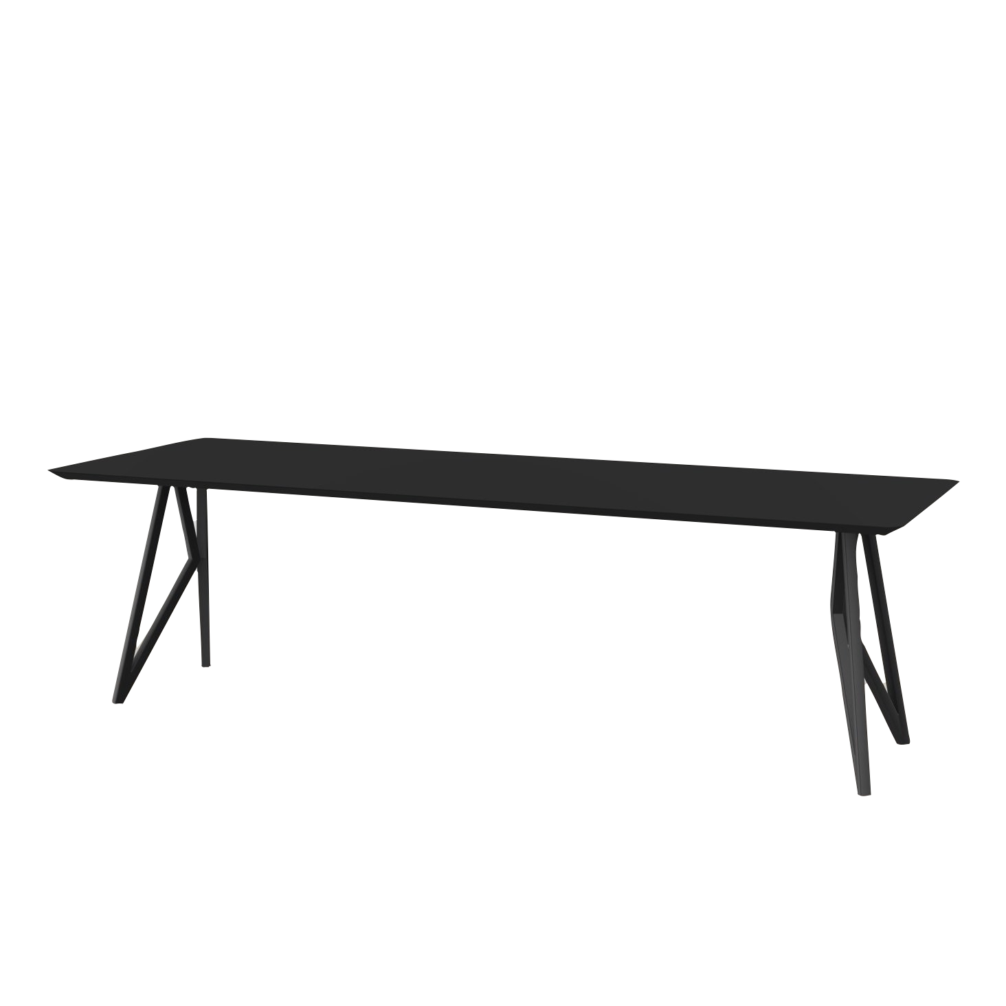 Studio HENK tafel Butterfly Rechthoekig - zwart frame, HPL Fenix nero ingo 260 x 90 | HPL Fenix Nero Ingo | Verjongde Rand | Frame Zwart
