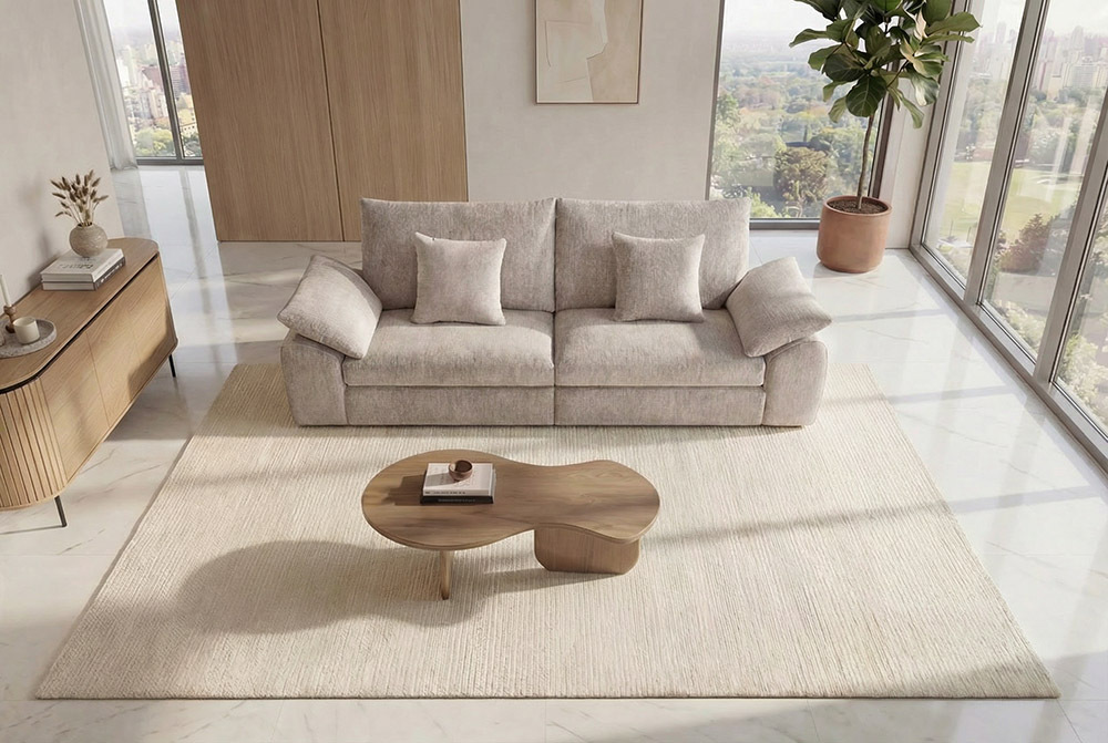 Stilvolles Big Sofa SOHO 260cm beige Chenille 4-Sitzer Couch mit Wellenunterfederung