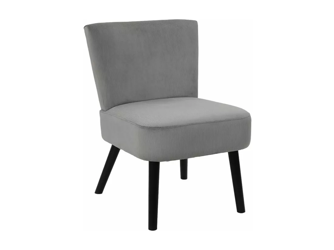 KONAE - Fauteuil Crapaud en Velours Côtelé Gris