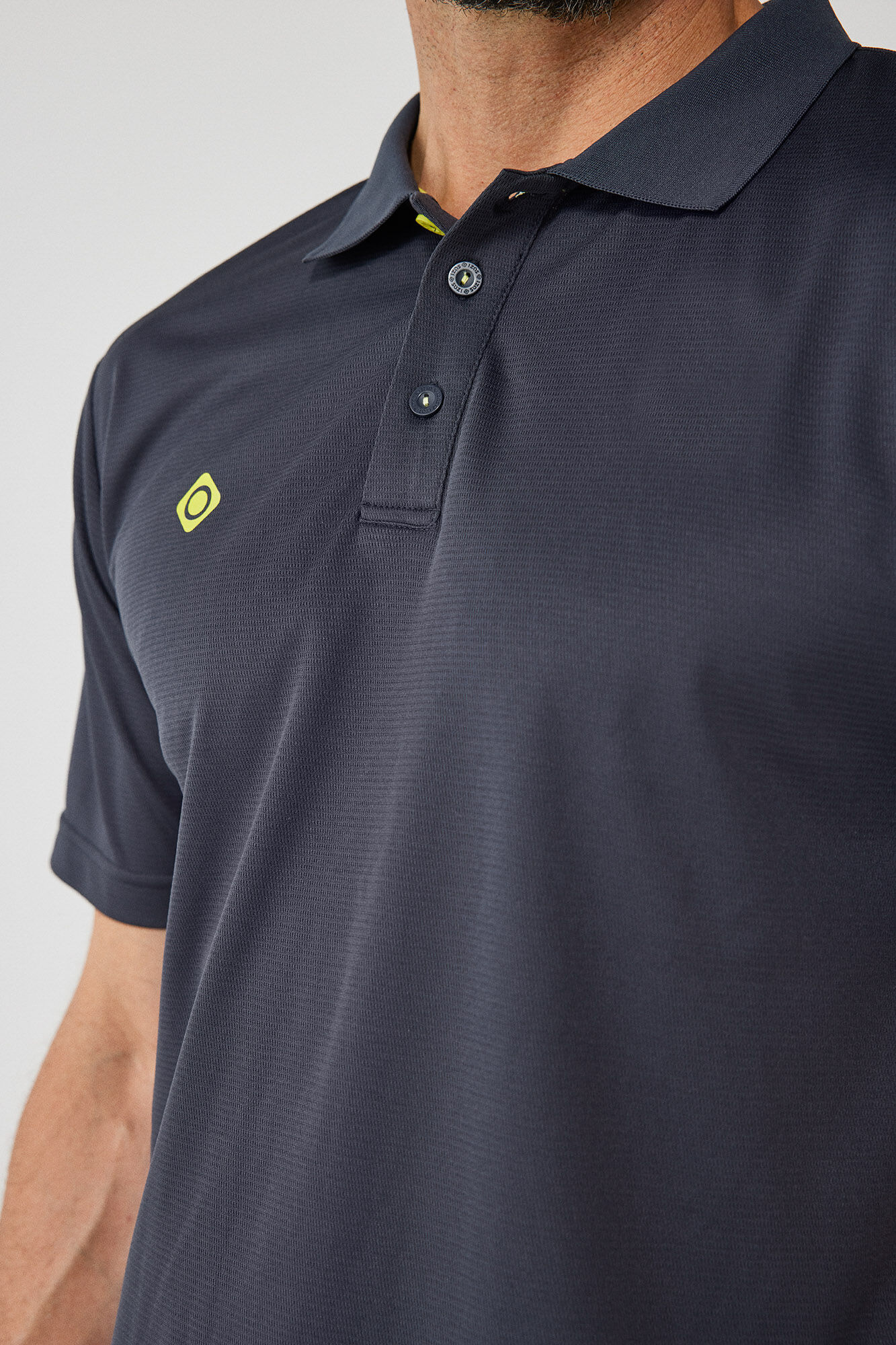 Camisa polo técnica de manga curta - Cinza escuro
