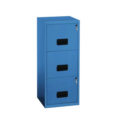 Classeur 3 tiroirs pour dossiers suspendus - 96 x 40 x 40 cm - bleu