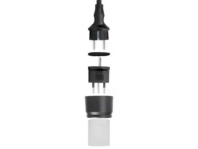 STEFFEN Fixadapter SchuKo Konturenstecker – T12 IP44 mit Mo Deutsch (Schuko CEE7) auf Schweiz (T12) 3 Pol