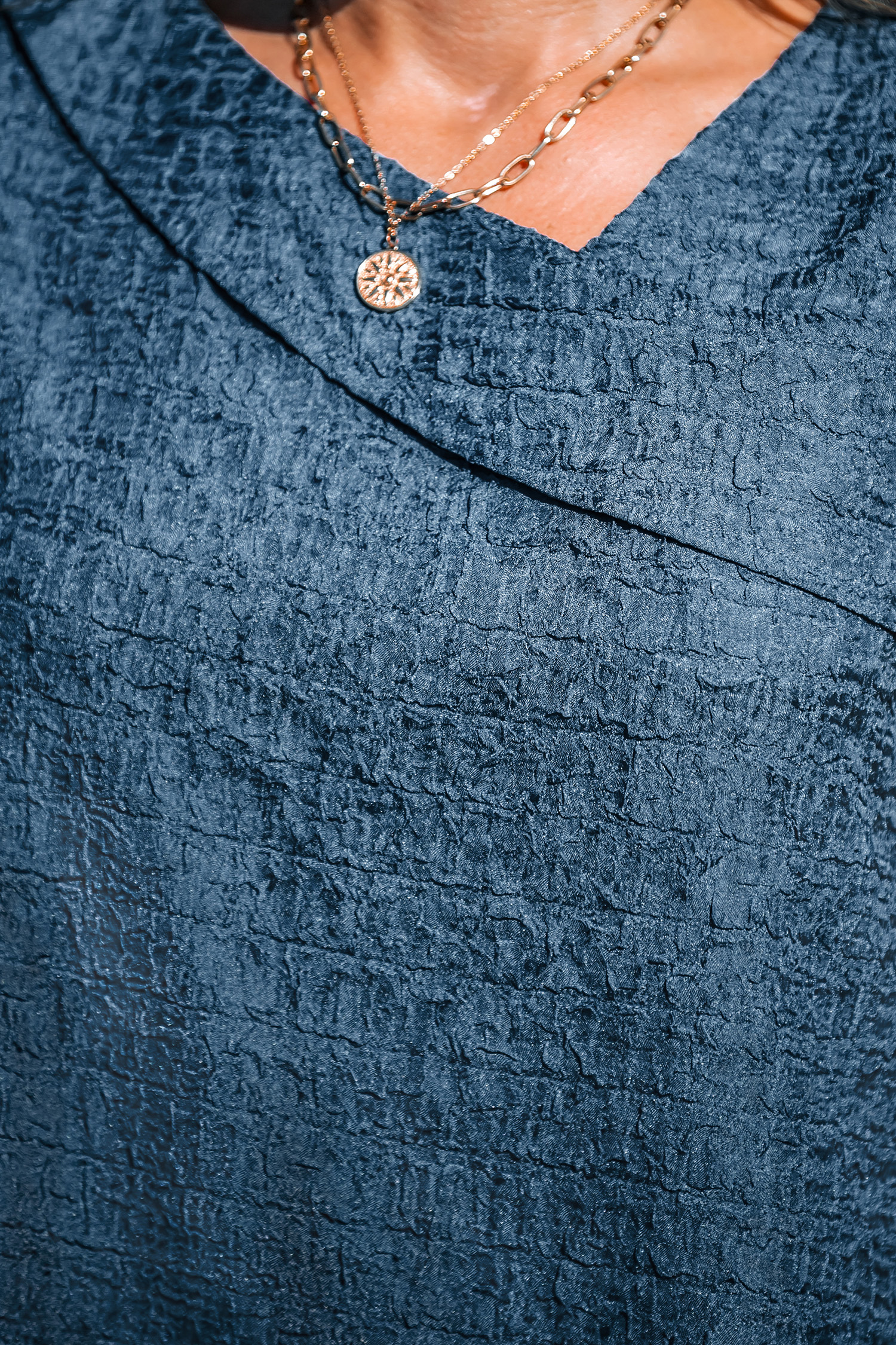 Robe midi à col rabattu bleue