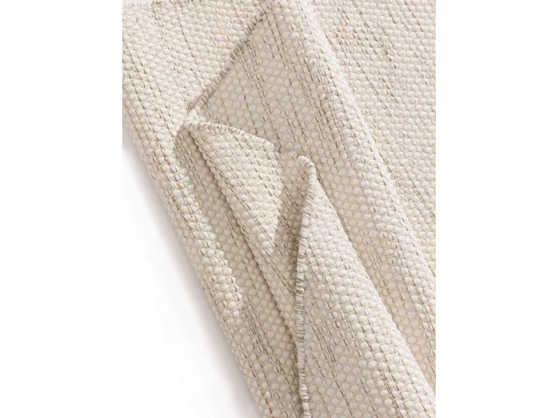 Tapis en coton tissé main Ron Crème ø 160cm rond