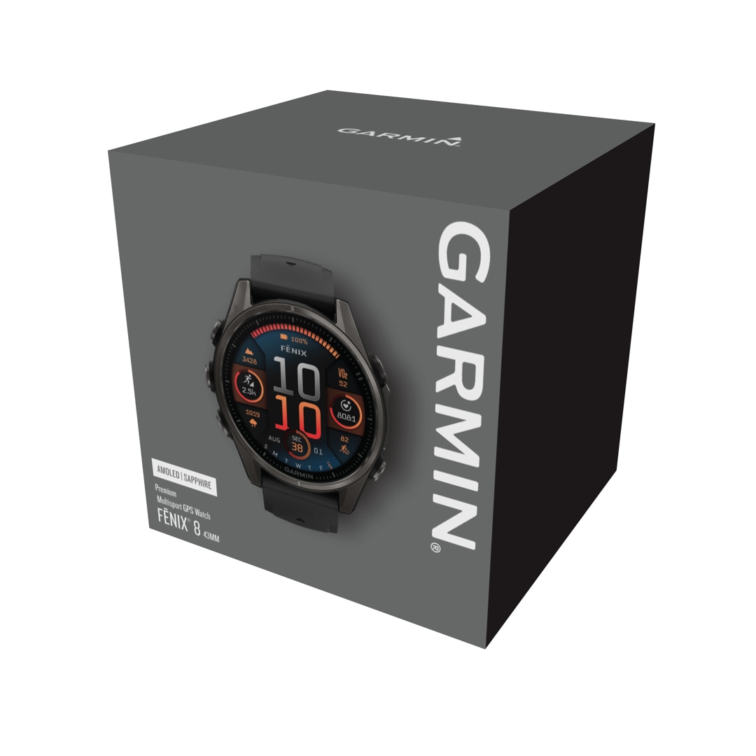 Garmin Fenix 8 - 43mm AMOLED Sapphire Schwarz / Carbongrau