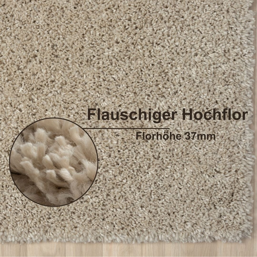 Myflair Möbel & Accessoires Hochflor-Teppich »My Shaggy« rechteckig 37 mm Höhe Shaggy, Uni-Farben, leicht glänzend, Microfaser, extra flauschig