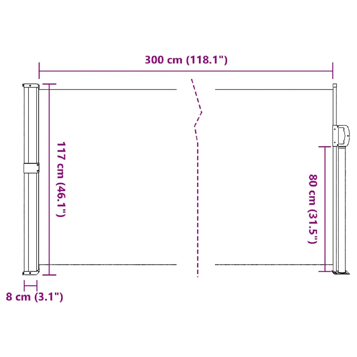vidaXL Auvent latéral rétractable - Blanc