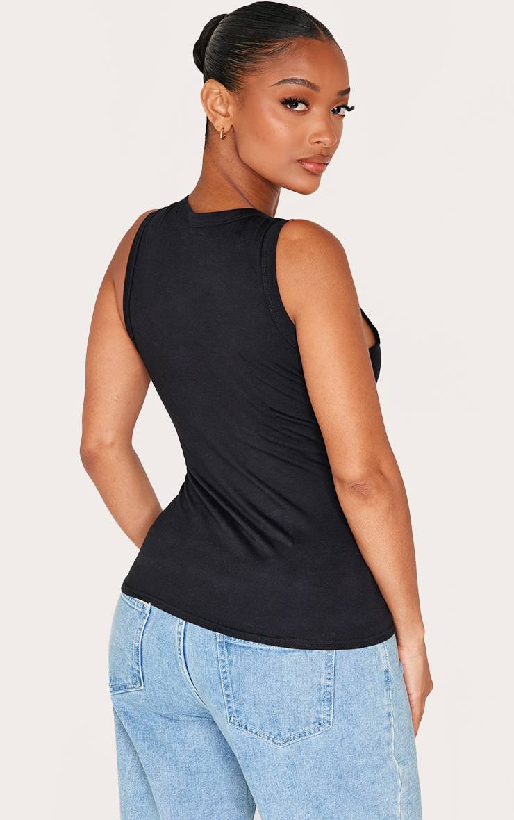 Noir Haut Sans Manches Asymétrique À Boutonnage Devant Shape