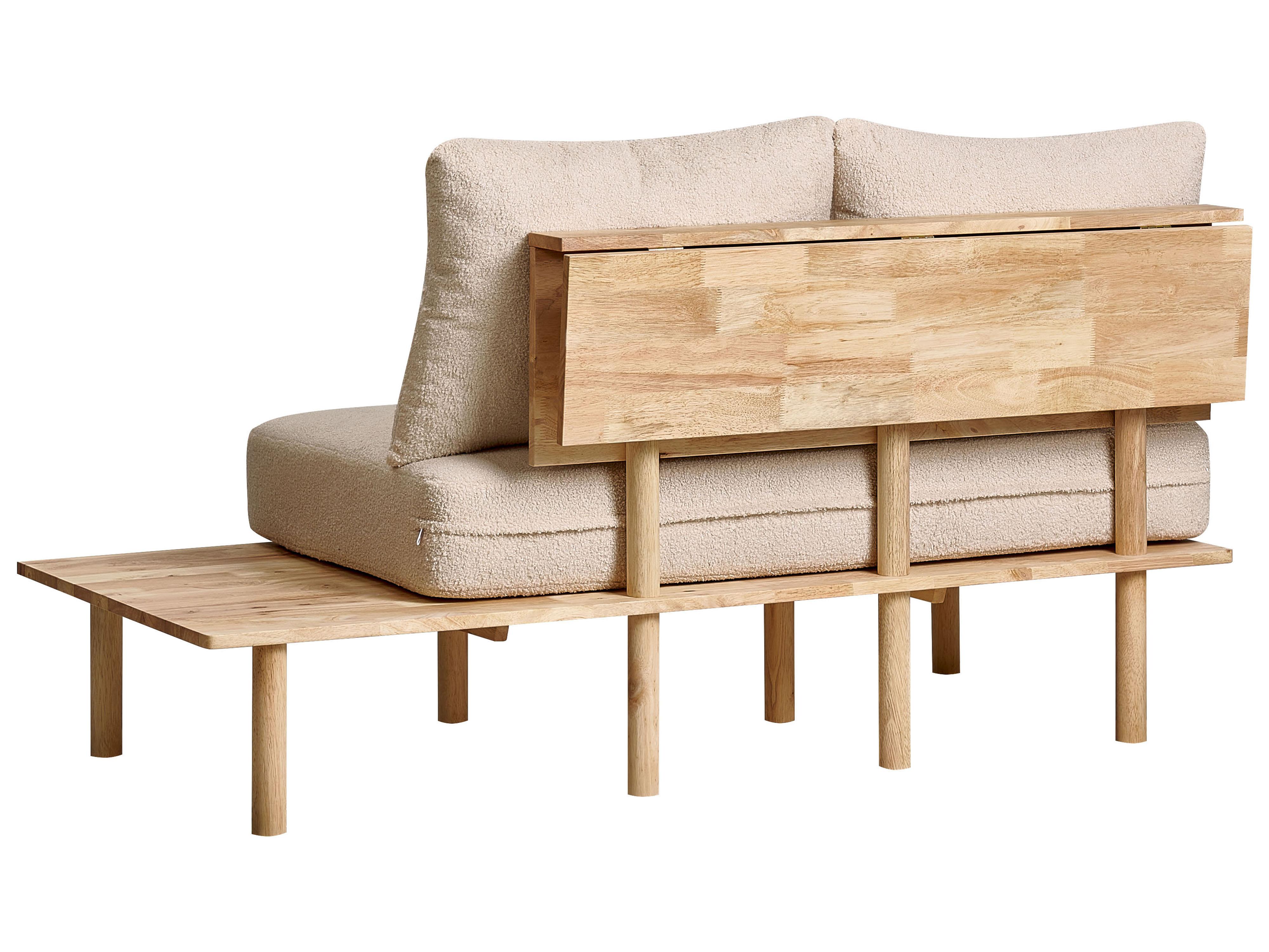 Bank 2-zits SALO Bouclé Beige met tafels