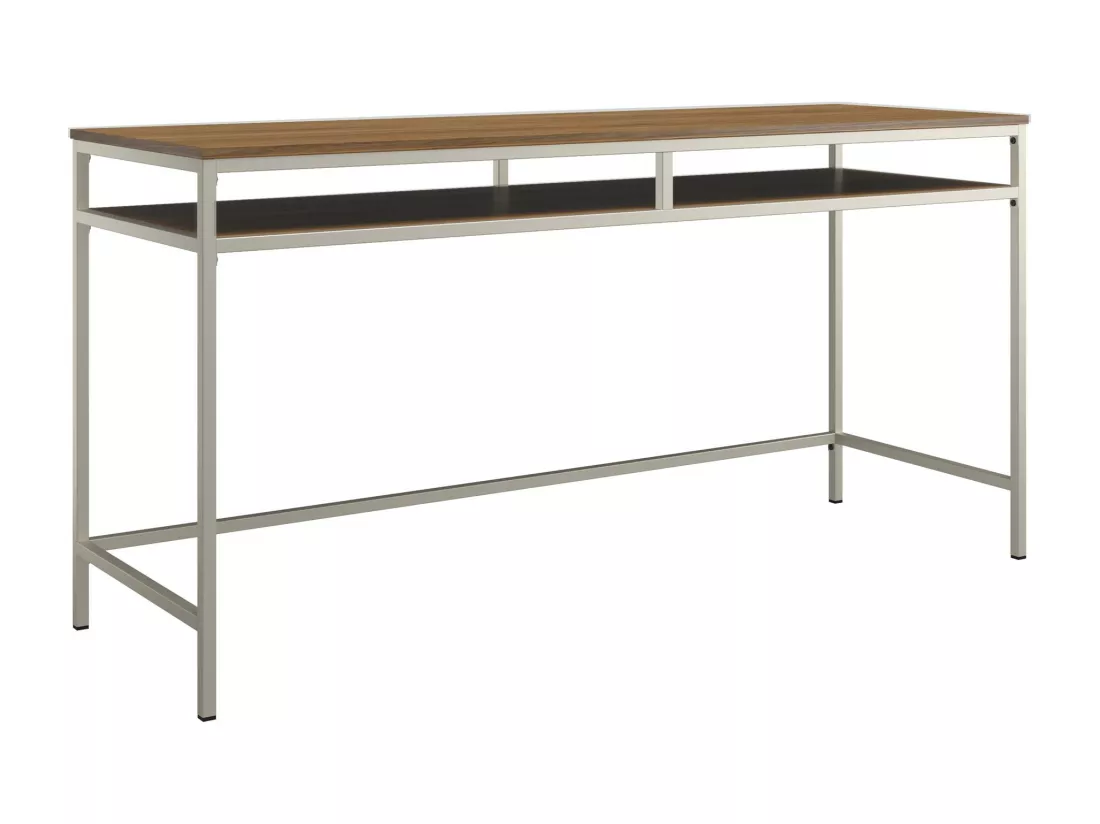 Bradford | Bureau en effet noyer avec cadre en métal gris