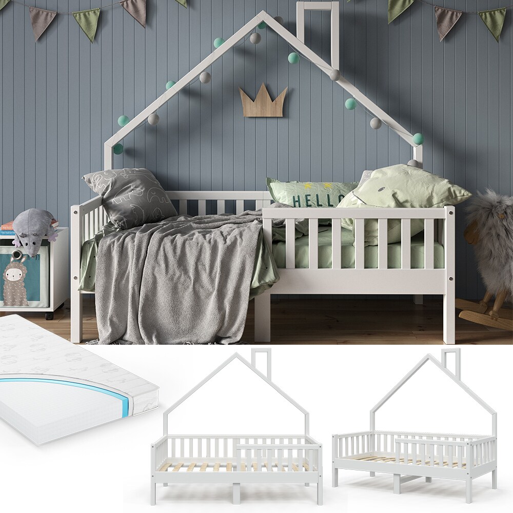 VitaliSpa Hausbett Kinderbett Spielbett Noemi 80x160cm inkl. Matratze weiß