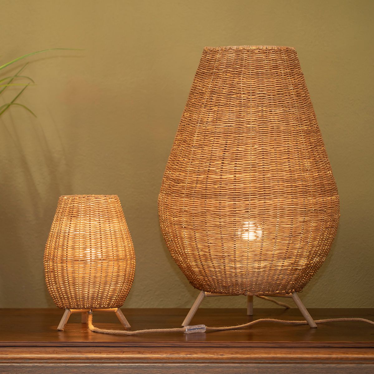 Vloerlamp rotan dimbaar IP65 met afstandsbediening - Saona
