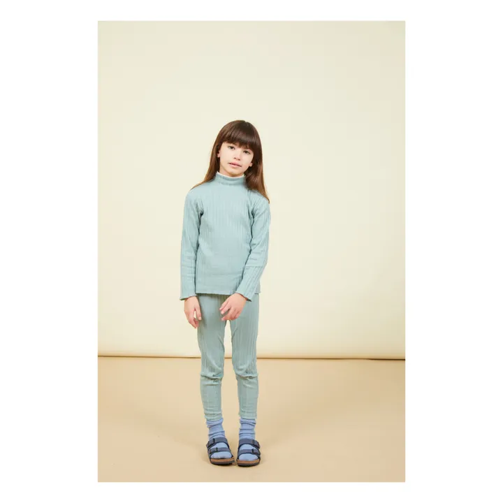 SMALLABLE BASICS Pantalon Fille Leggings en Rib  | Vert Menthe