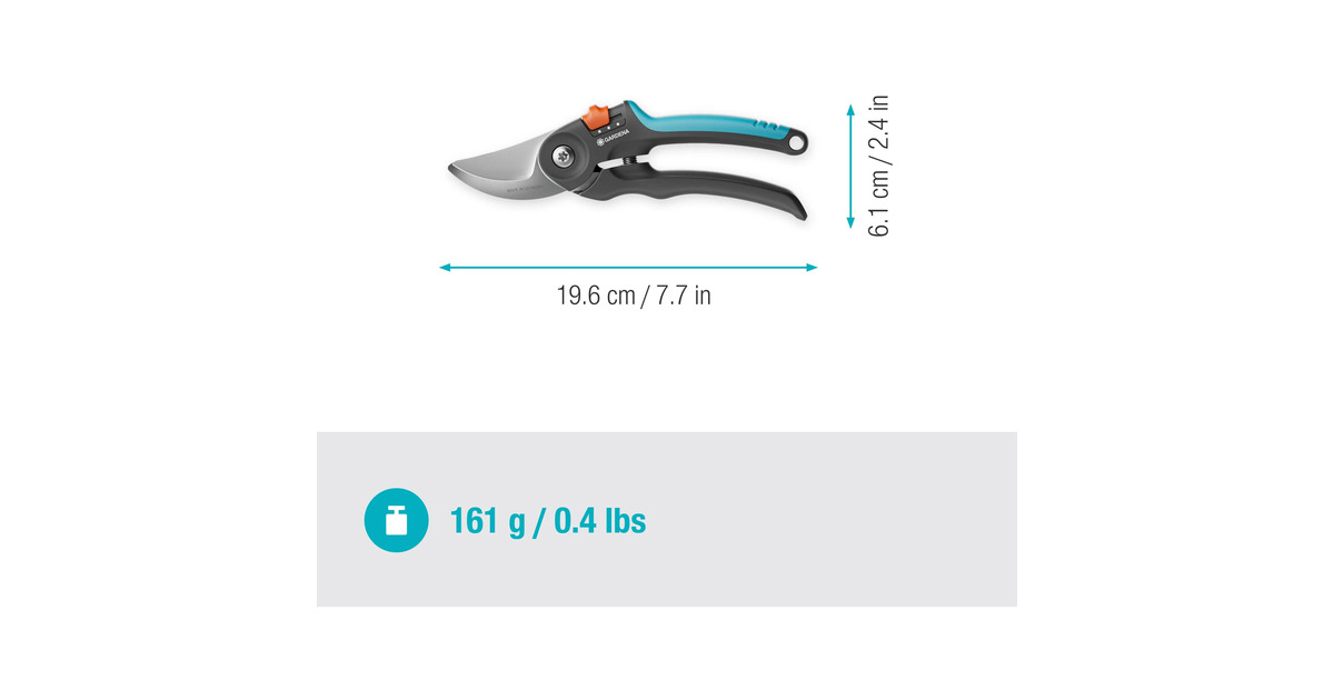 GARDENASnoeischaar PremiumCut Flex, bypass  (Grijs/turquoise, tuinsnoeischaar voor groen hout, 24 mm)