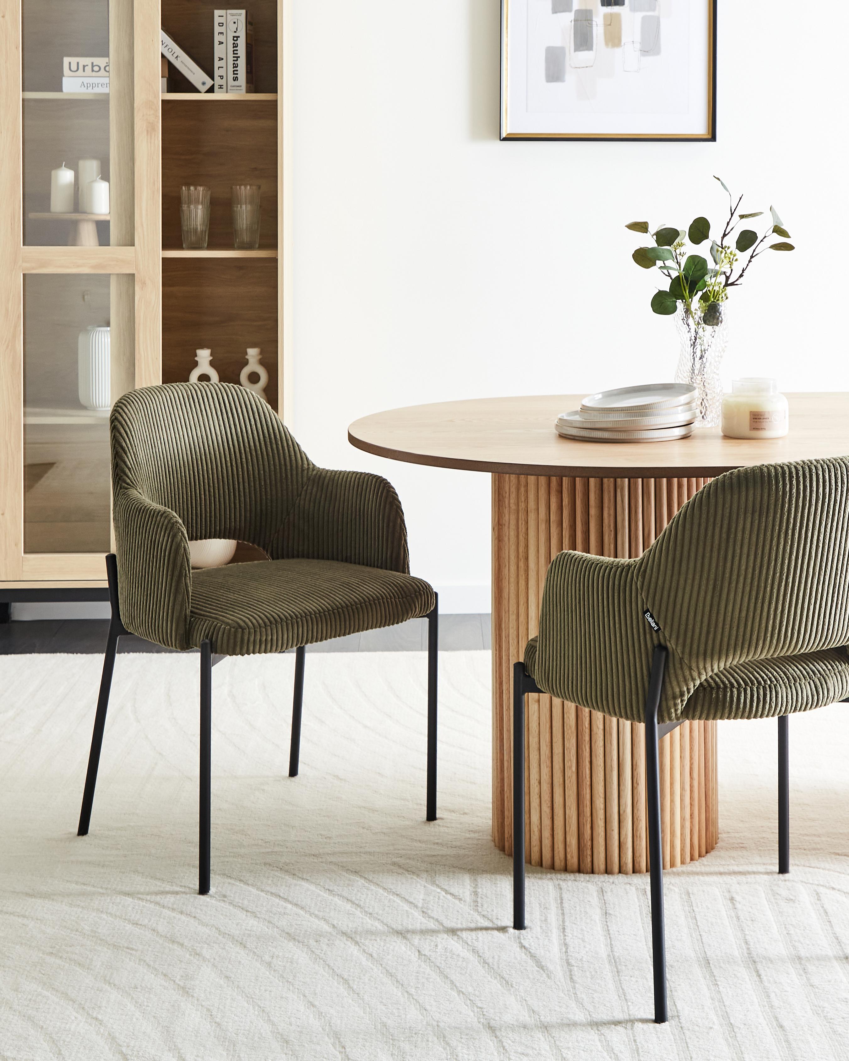 Set van 2 eetkamerstoelen RATON Corduroy Olijfgroen