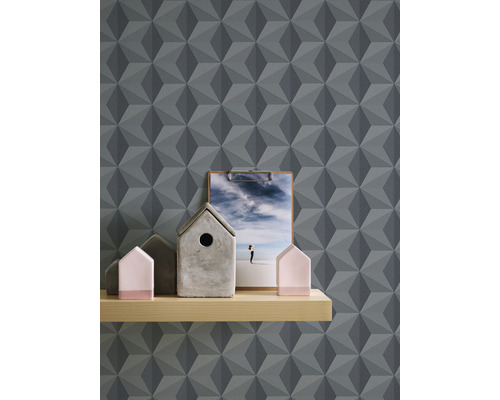 Vliesbehang 96255-2 New Life Cube grijs glitter
