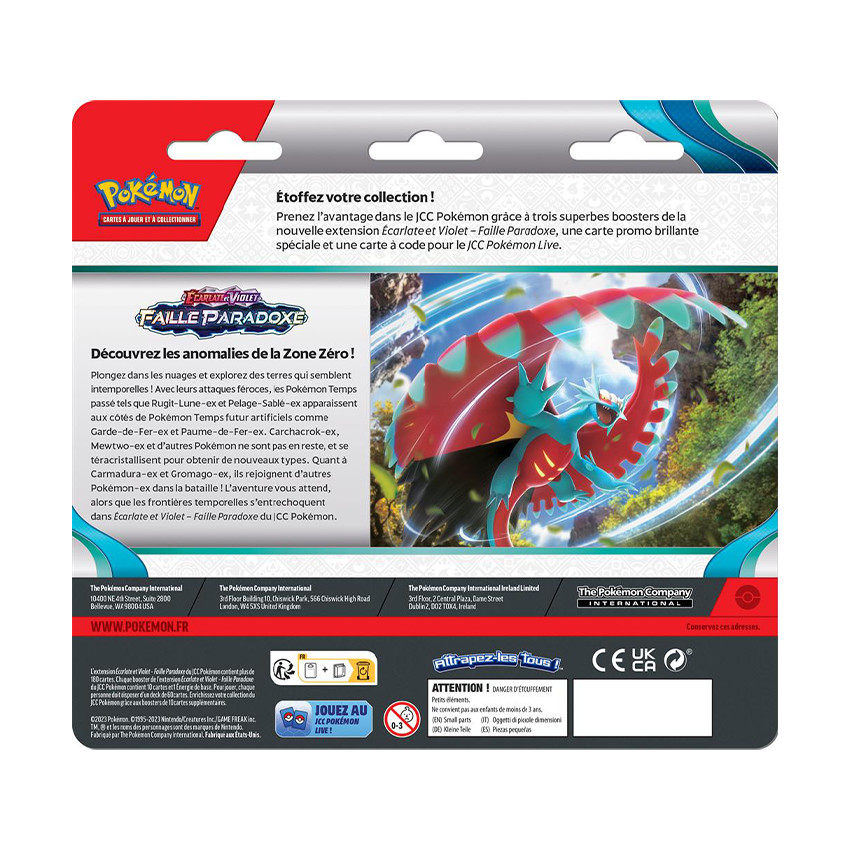Pack 3 boosters Pokémon Écarlate et Violet - Faille Paradoxe (modèle aléatoire)