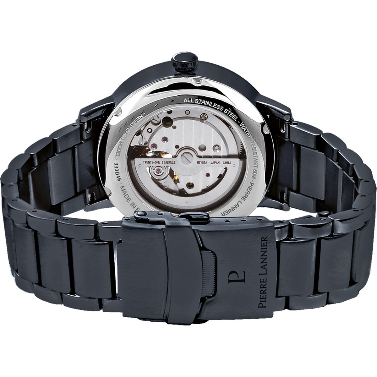 Montre PIERRE LANNIER trio homme automatique, bracelet acier bleu