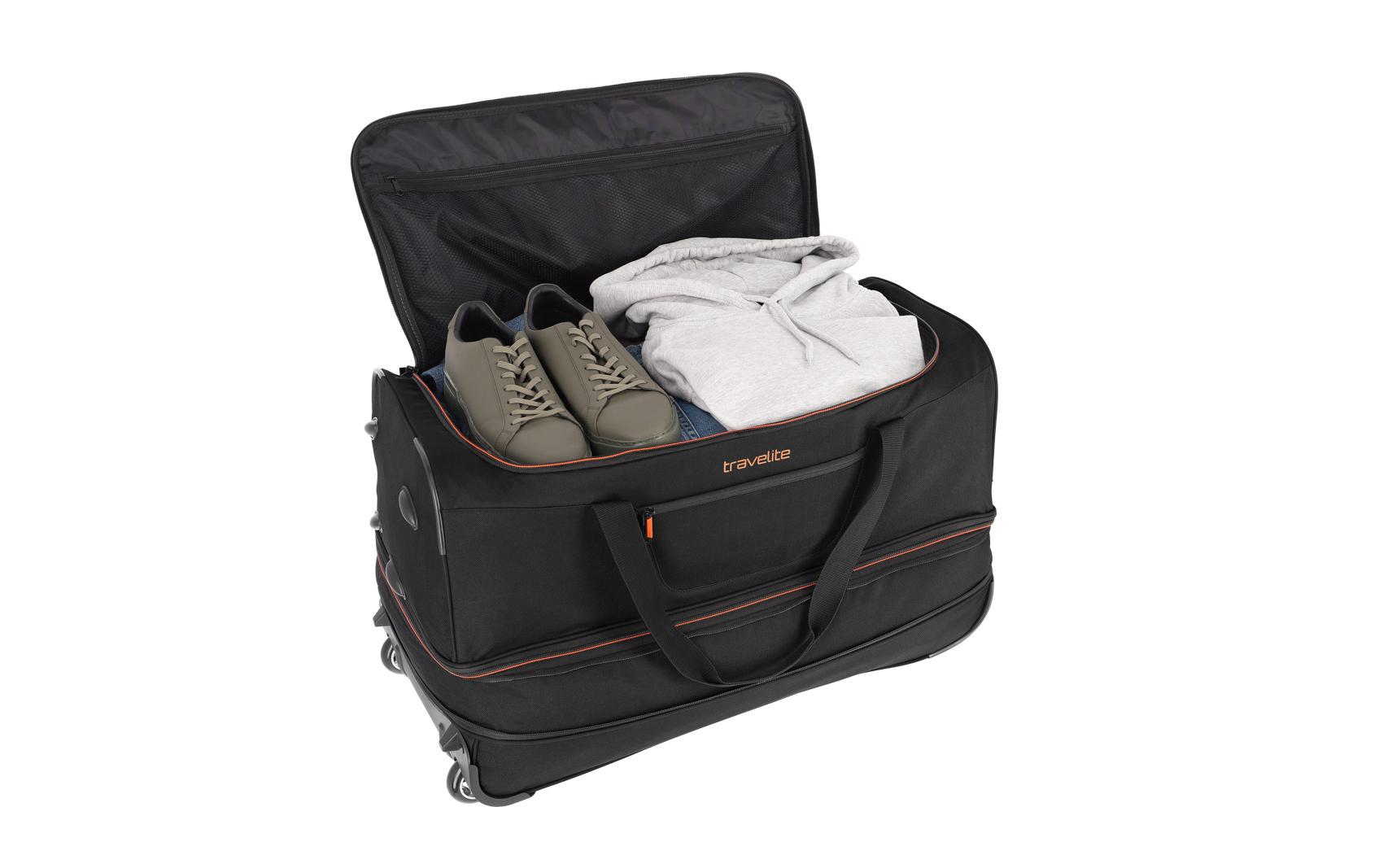Reisekoffer BASICS Schwarz 70 cmSportliche Trolley Reisetasche für variable Gepäckmengen