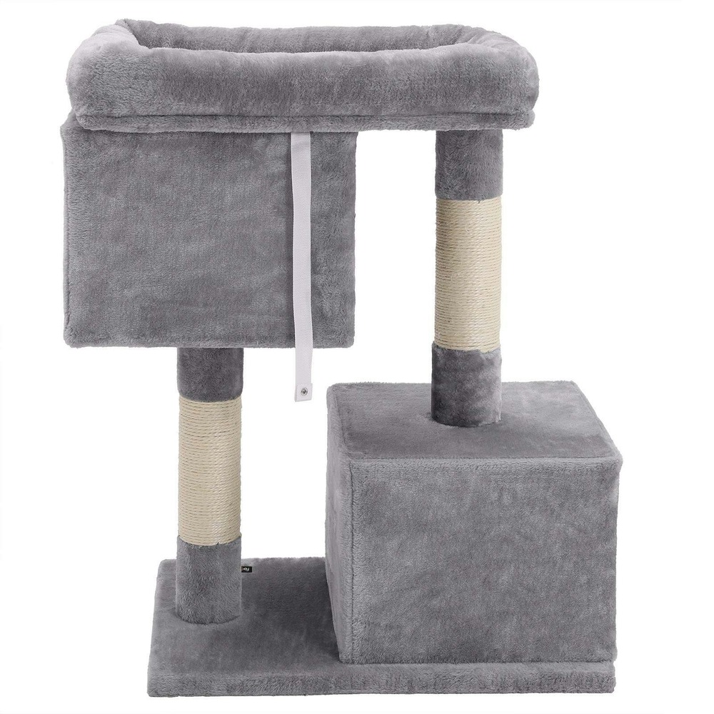 Arbre à chat colonne en sisal pour aiguiser les griffes 2 niches luxueuses maison de jeu meubles pour chatons chats et félins