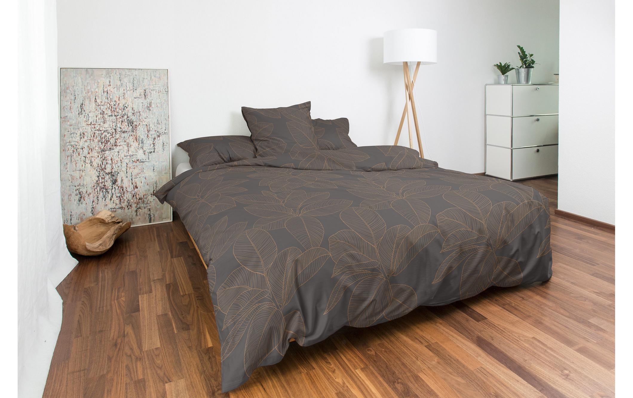 Kopfkissenbezug Clea 65 x 100 cm, AnthrazitBaumwoll-Bettwäsche in Satin-Optik