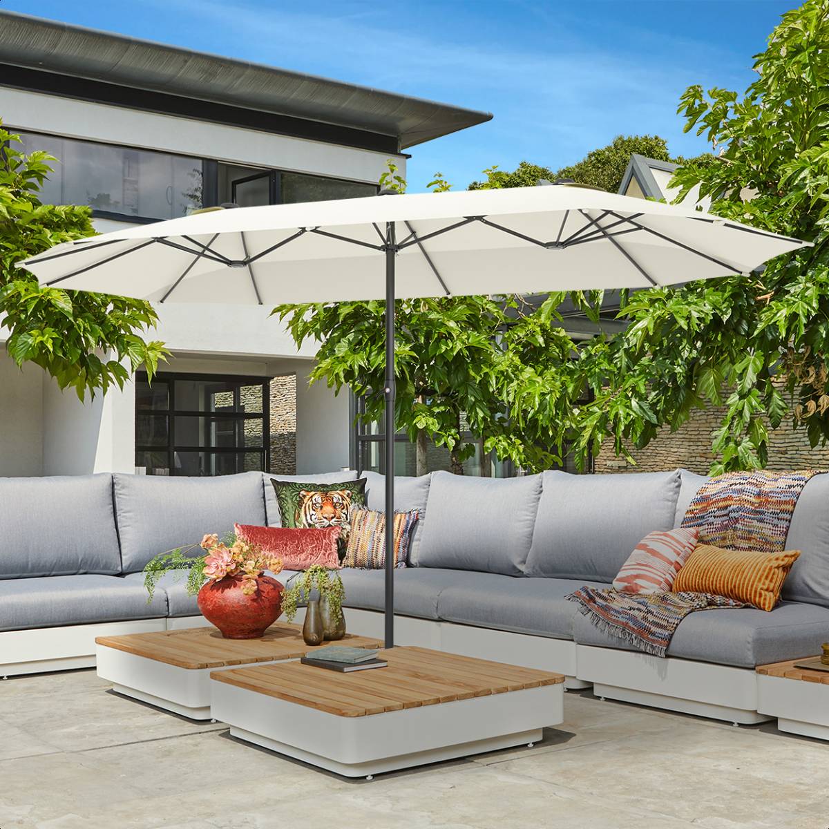 LifeGoods dubbele parasol - Cream