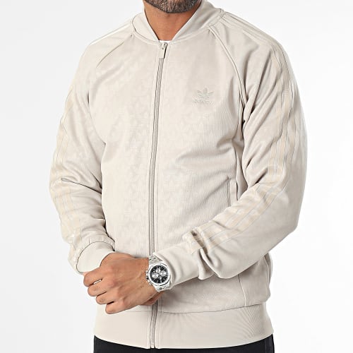 Veste Zippée A Bandes Mono IJ5688 Beige