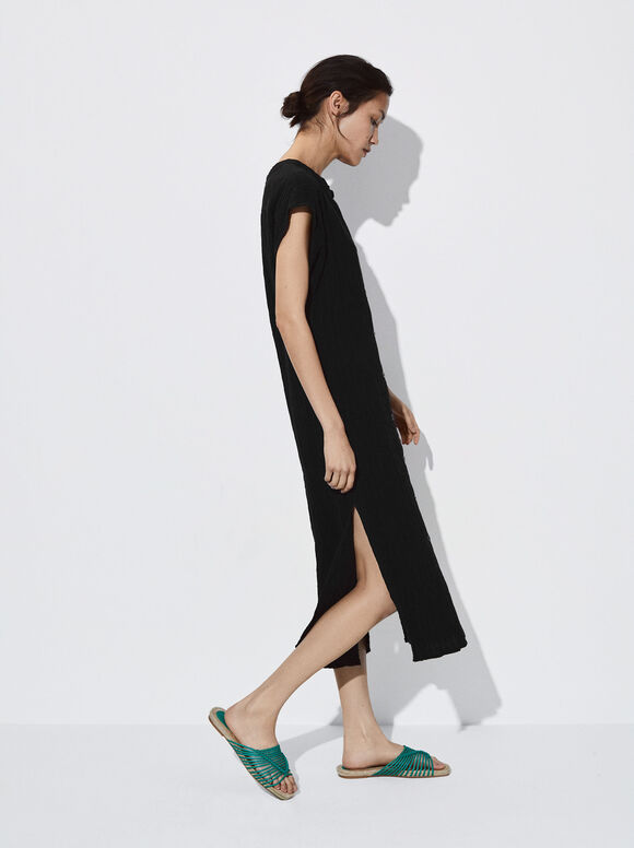 Vestido midi estruturado - Preto