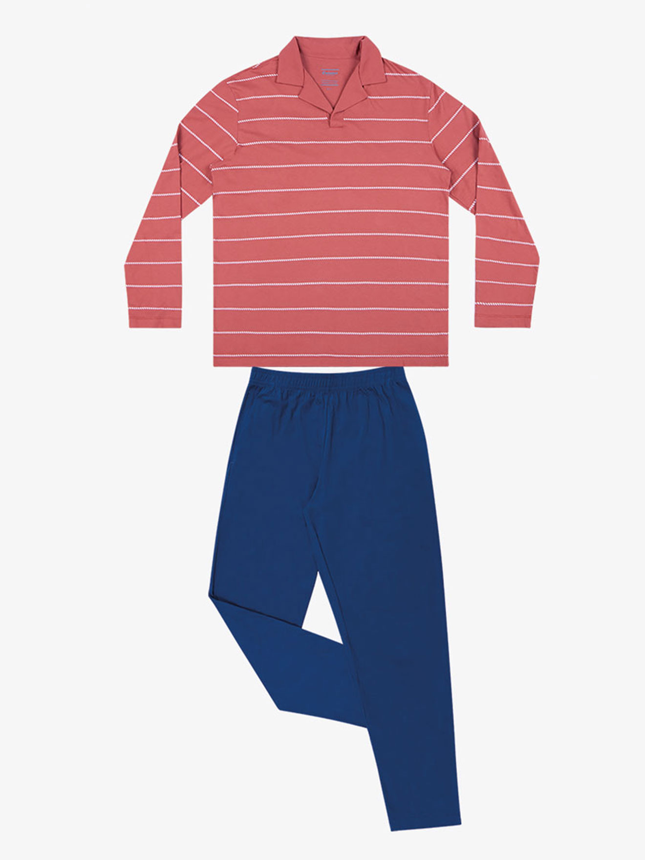 Pyjama long col T homme Coton Bio