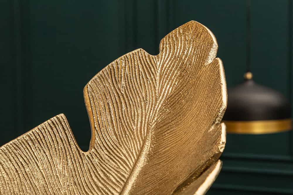 Design Deko Schale GOLD LEAF 65cm gold Blatt Design Metall Handarbeit