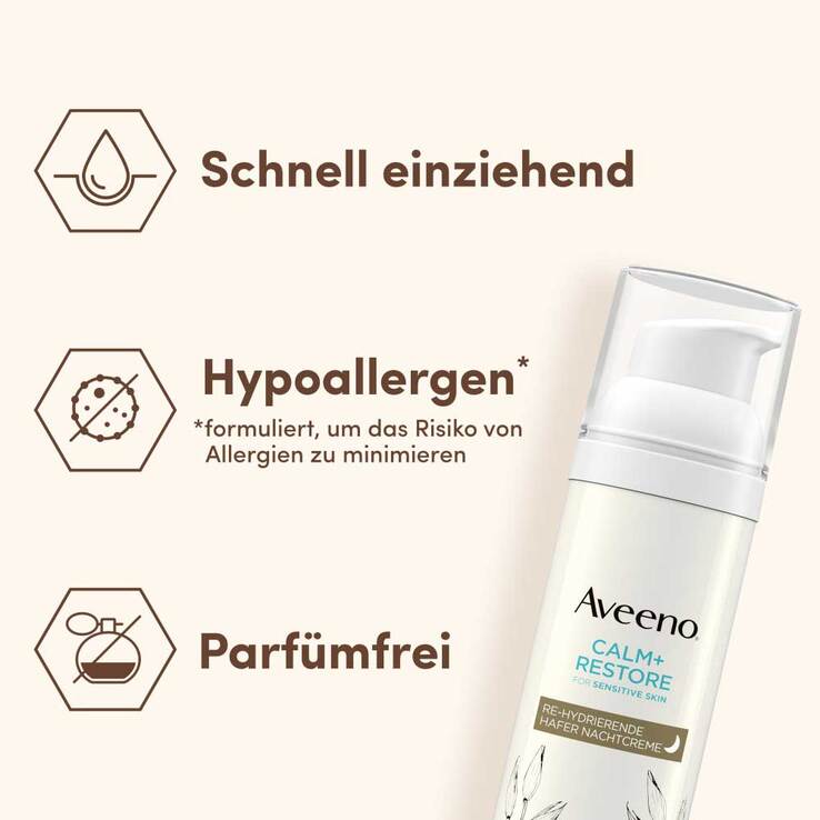 Aveeno Calm + Restore Re-Hydrierende Hafer Nachtcreme , 50 ml