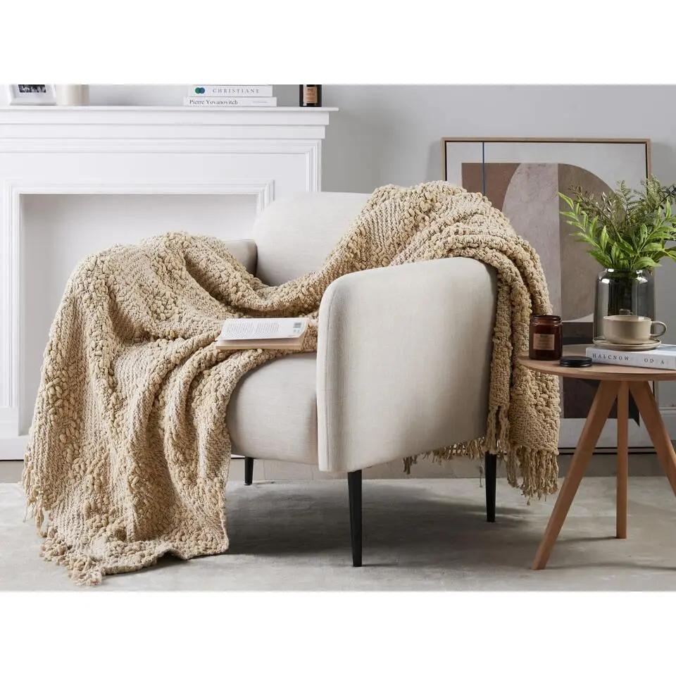 VELLA - Deken - Beige - 150 x 200 cm - Katoen